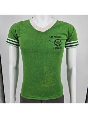 Vintage 1980s Soffe Shirts Strongville Soccer Jersey #39 Ringer Tee T-Shirt (XS)